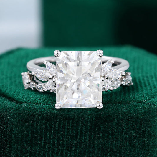 3.51 CT Radiant Cluster Moissanite Bridal Set