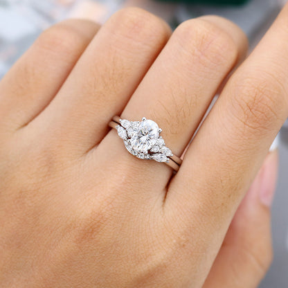 1.33 CT Oval Cluster Moissanite Bridal Set