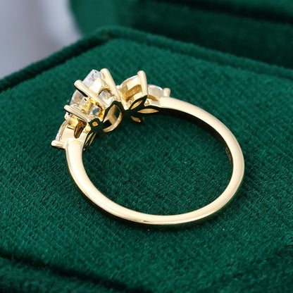 0.69 CT Pear Cluster Moissanite Engagement Ring