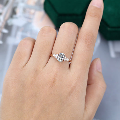 1.33 CT Oval Cluster Moissanite Engagement Ring