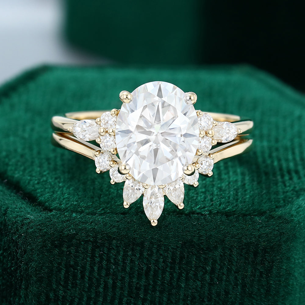 2.72 CT Oval Cluster Moissanite Bridal Set