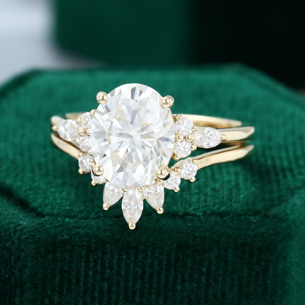 2.72 CT Oval Cluster Moissanite Bridal Set
