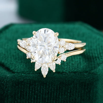 2.72 CT Oval Cluster Moissanite Bridal Set