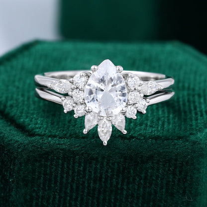 1 CT Pear Cluster Moissanite Bridal Set