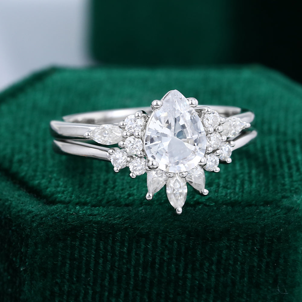 1 CT Pear Cluster Moissanite Bridal Set