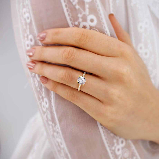 1.3 CT Cushion Pave Moissanite Engagement Ring