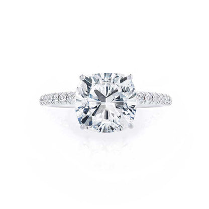 0.8 CT Cushion Pave Moissanite Engagement Ring
