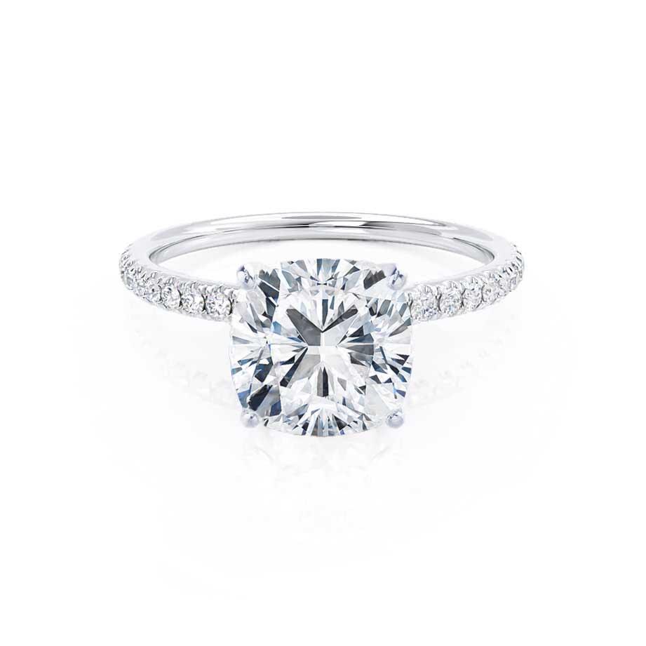 0.8 CT Cushion Pave Moissanite Engagement Ring