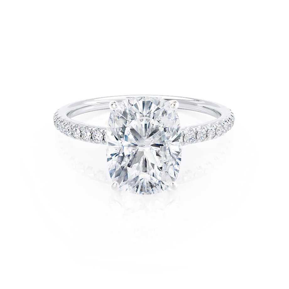 1.75 CT Elongated Cushion Pave Moissanite Engagement Ring