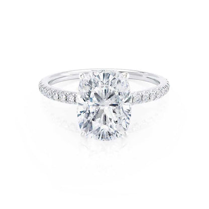 1.75 CT Elongated Cushion Pave Solitaire Moissanite Engagement Ring