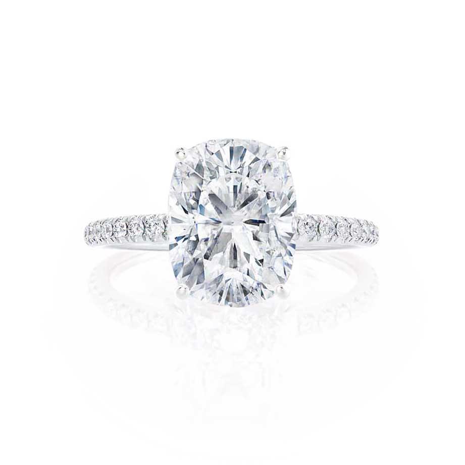 1.75 CT Elongated Cushion Pave Solitaire Moissanite Engagement Ring