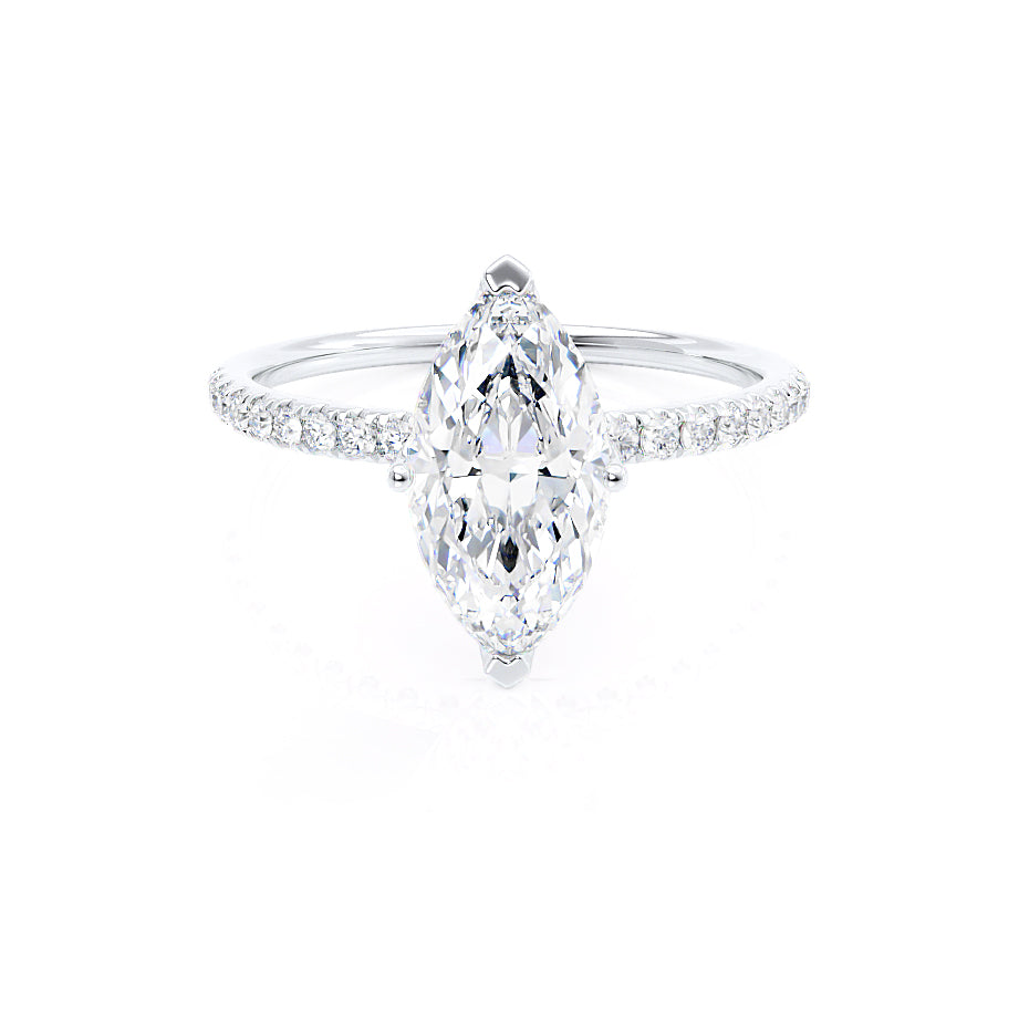 1 CT Marquise Pave Moissanite Engagement Ring