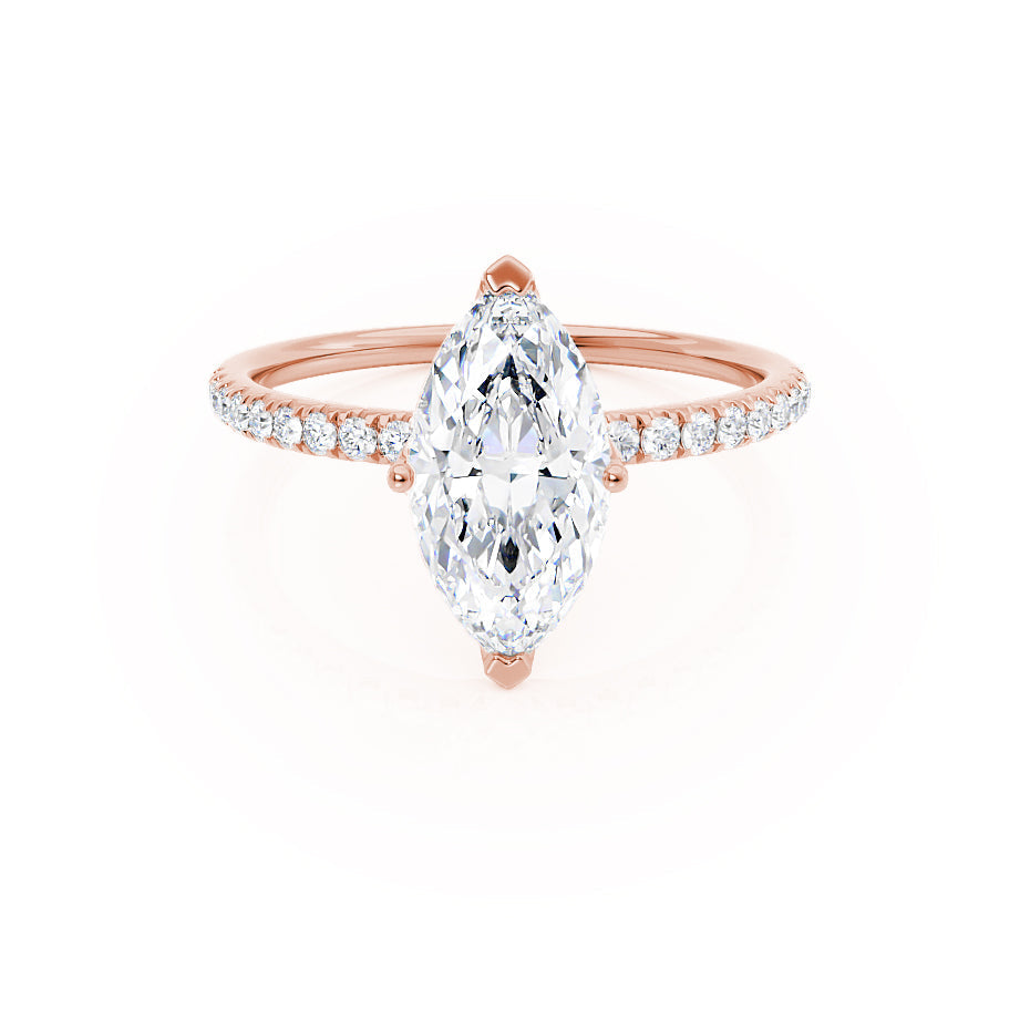 1 CT Marquise Pave Moissanite Engagement Ring
