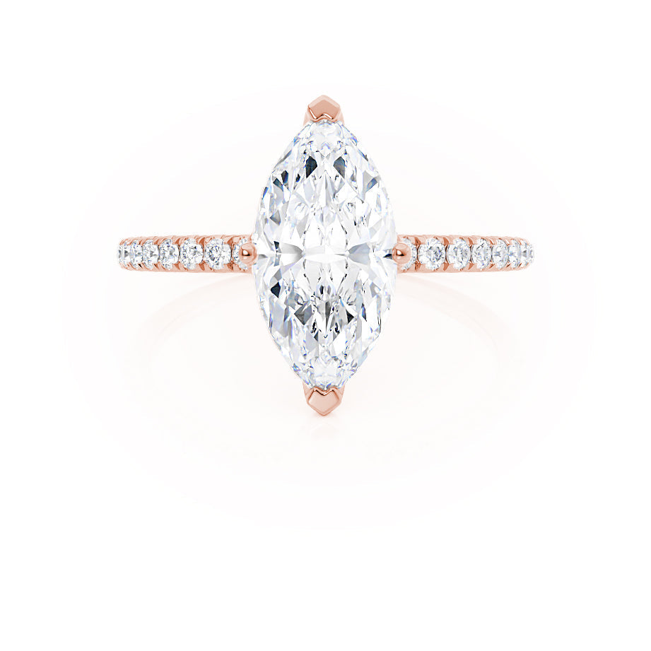 1 CT Marquise Pave Moissanite Engagement Ring