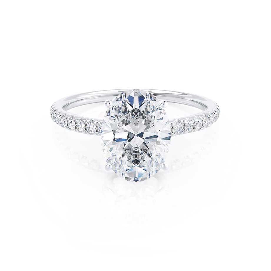 0.94 CT Oval Pave Moissanite Engagement Ring