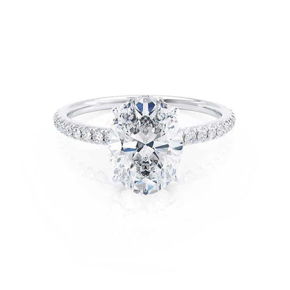 0.9 CT Oval Pave Moissanite Engagement Ring