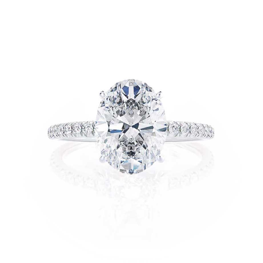 0.9 CT Oval Pave Moissanite Engagement Ring