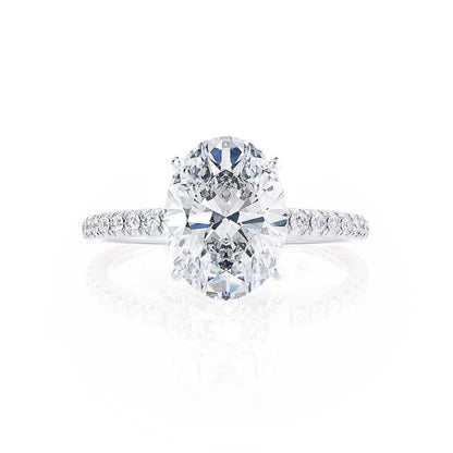 0.9 CT Oval Pave Moissanite Engagement Ring