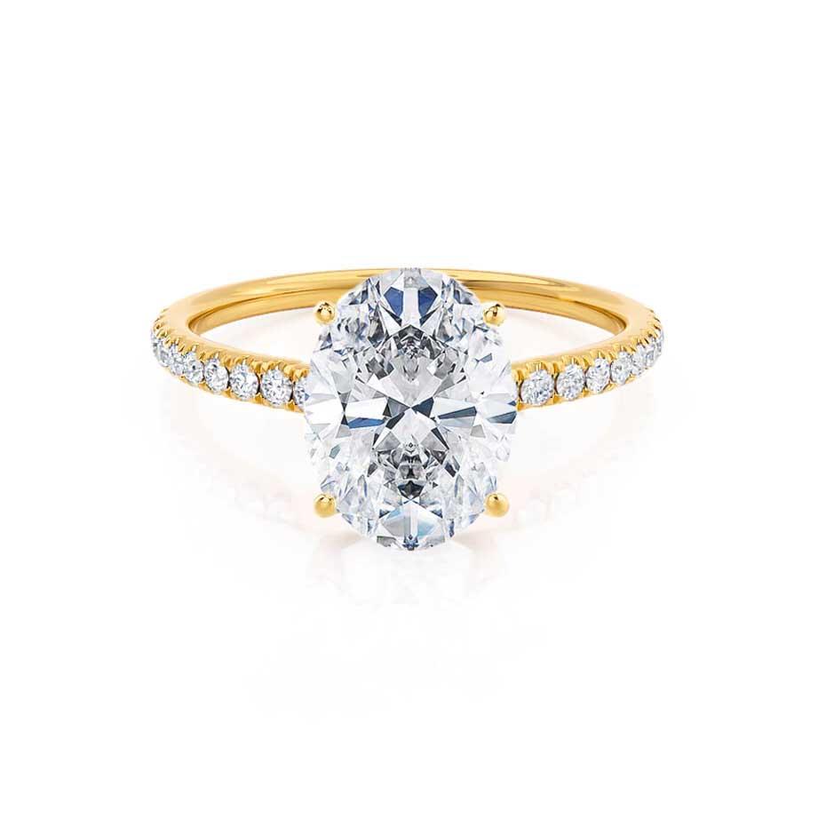 0.9 CT Oval Pave Moissanite Engagement Ring