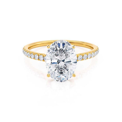 0.9 CT Oval Pave Moissanite Engagement Ring