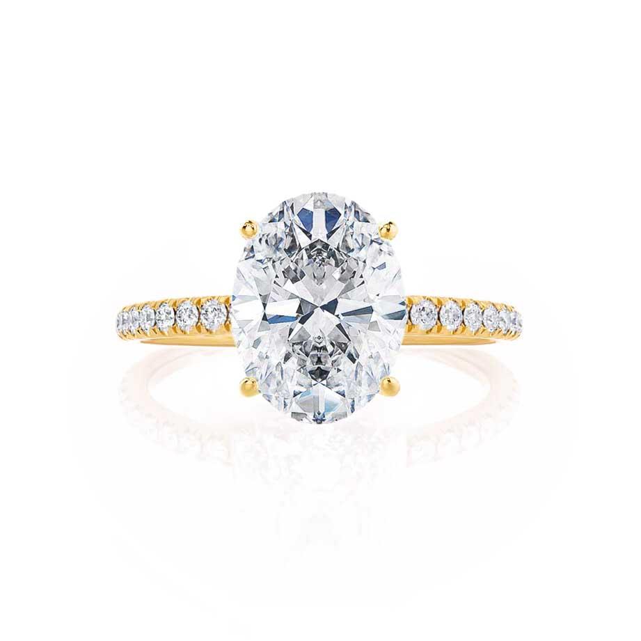 0.9 CT Oval Pave Moissanite Engagement Ring