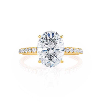 0.9 CT Oval Pave Moissanite Engagement Ring