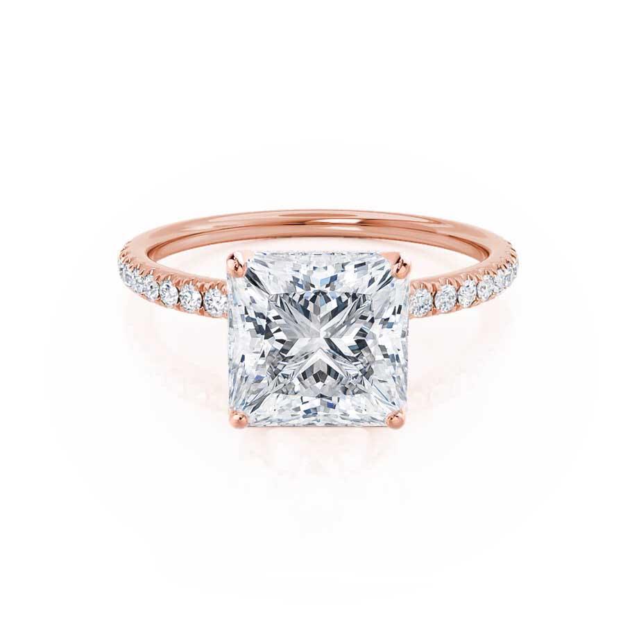 1.5 CT Princess Pave Moissanite Engagement Ring