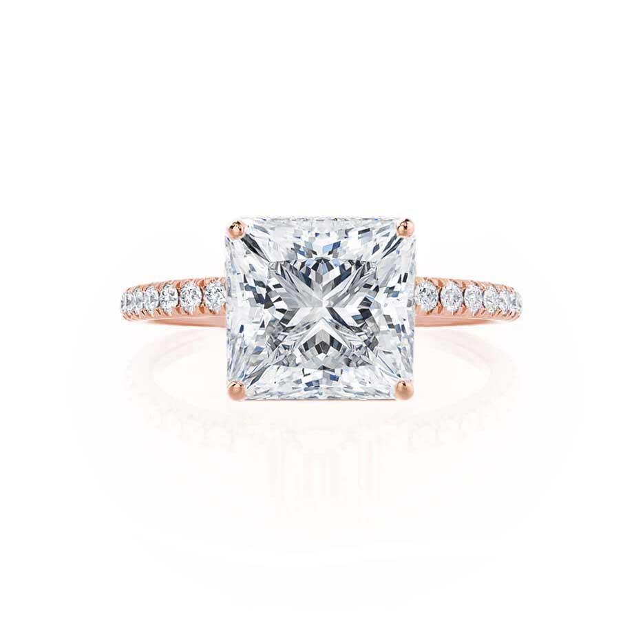 1.5 CT Princess Pave Moissanite Engagement Ring