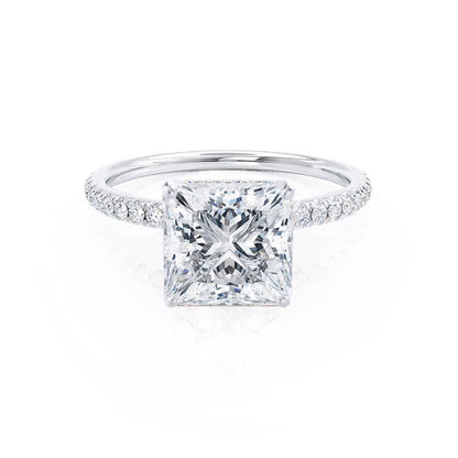 1.5 CT Princess Pave Moissanite Engagement Ring