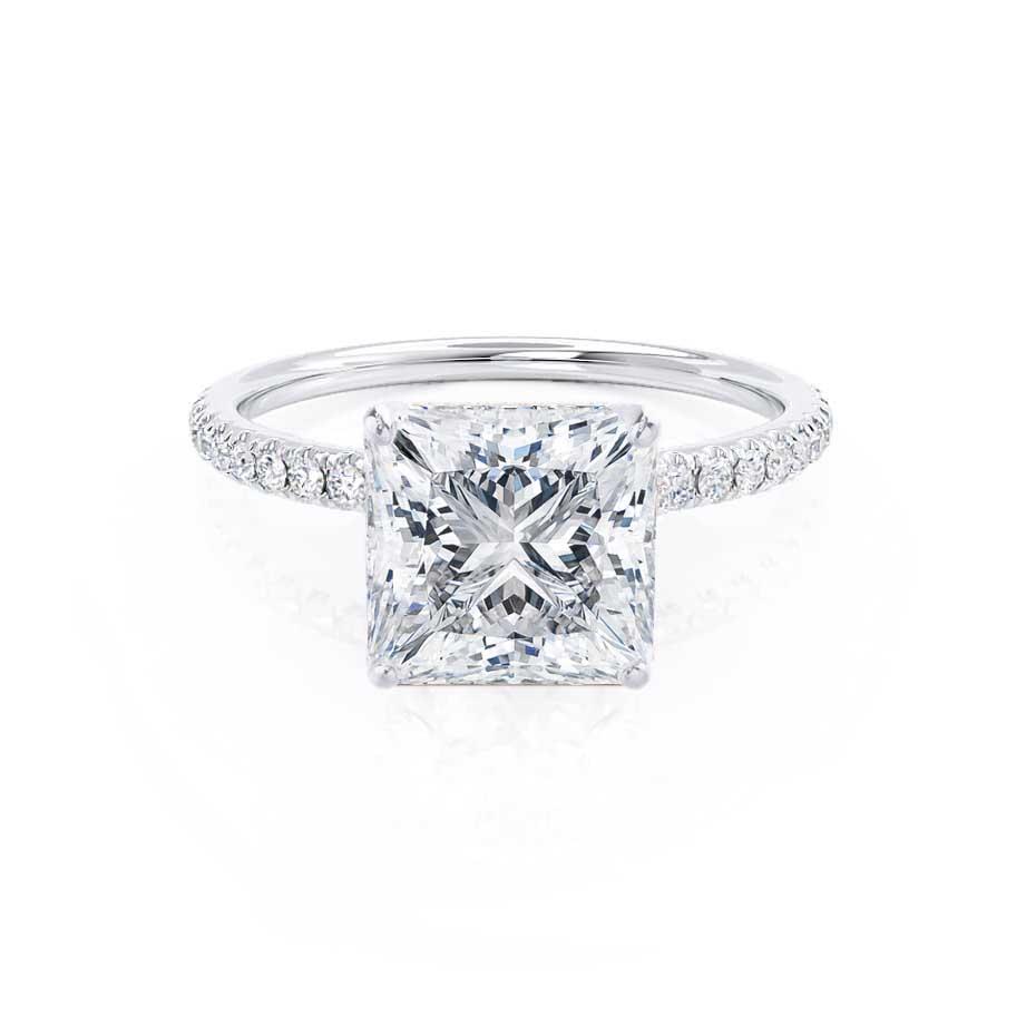 1 CT Princess Pave Moissanite Engagement Ring