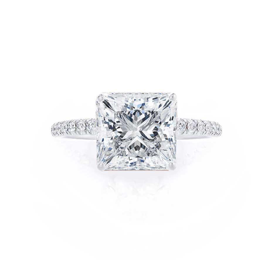 1 CT Princess Pave Moissanite Engagement Ring