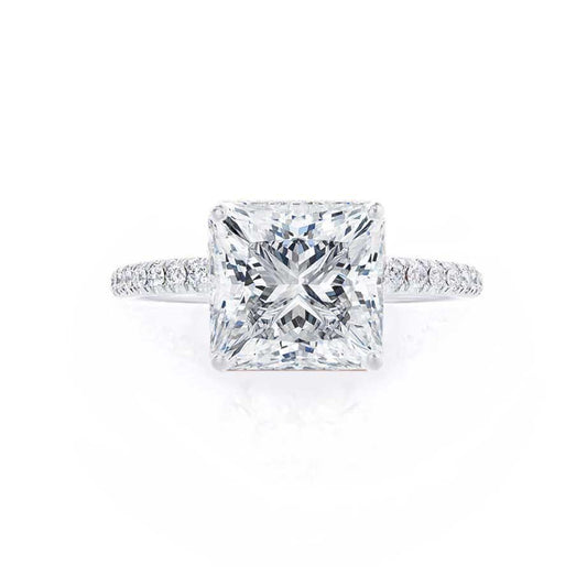 1.5 CT Princess Pave Moissanite Engagement Ring