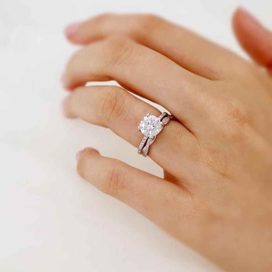 2 CT Round Pave Moissanite Engagement Ring