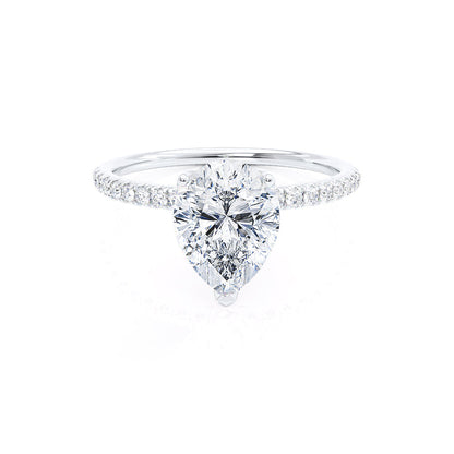 0.94 CT Pear Pave Moissanite Engagement Ring