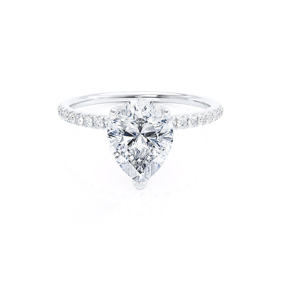0.94 CT Pear Pave Moissanite Engagement Ring