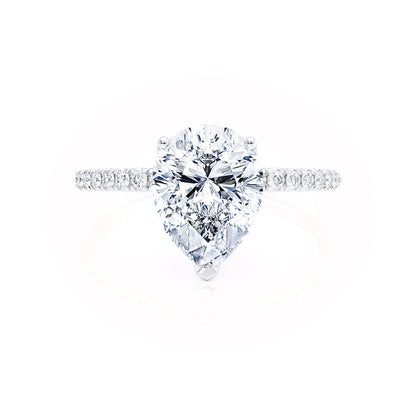 0.94 CT Pear Pave Moissanite Engagement Ring