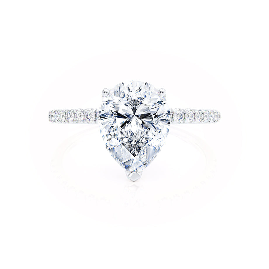 0.94 CT Pear Pave Moissanite Engagement Ring