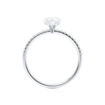 0.94 CT Pear Pave Moissanite Engagement Ring