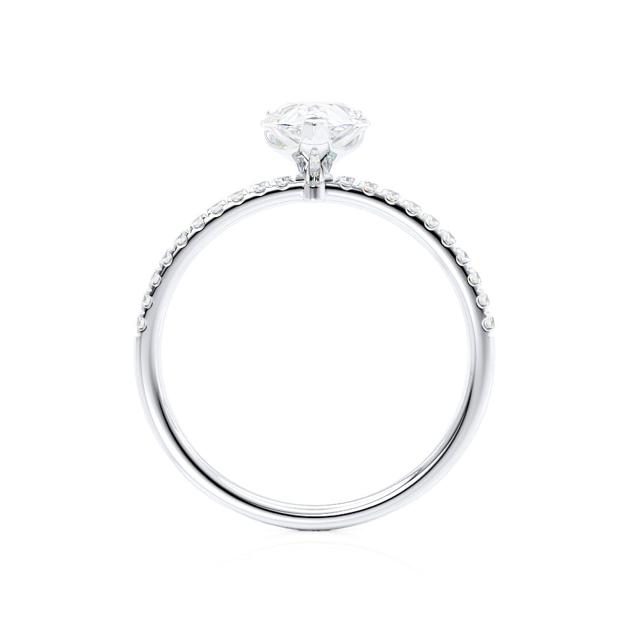0.94 CT Pear Pave Moissanite Engagement Ring