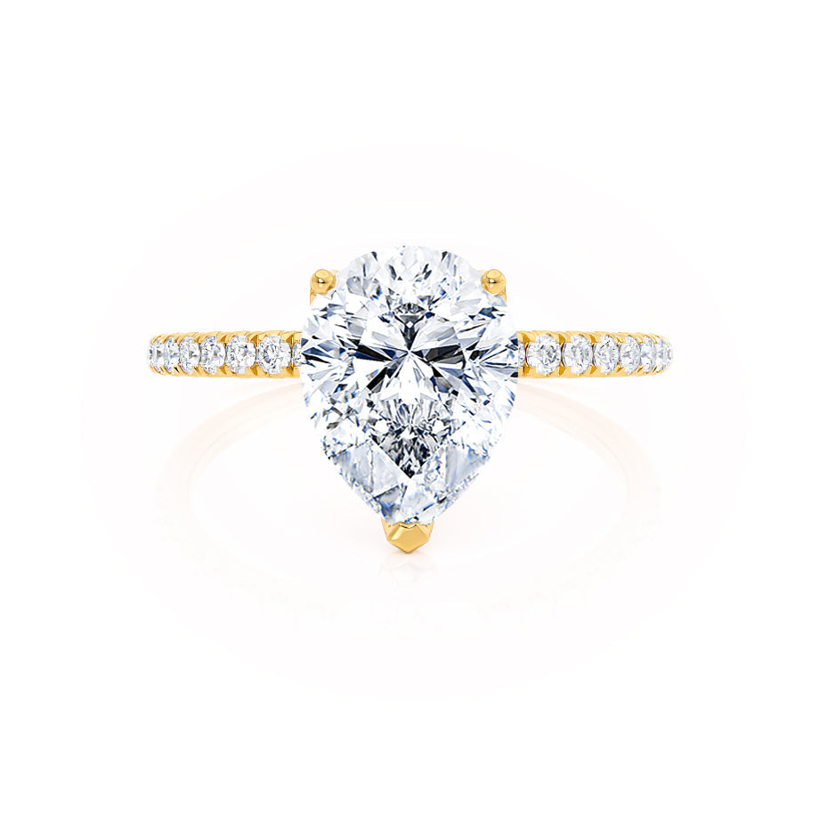 1.2 CT Pear Pave Moissanite Engagement Ring