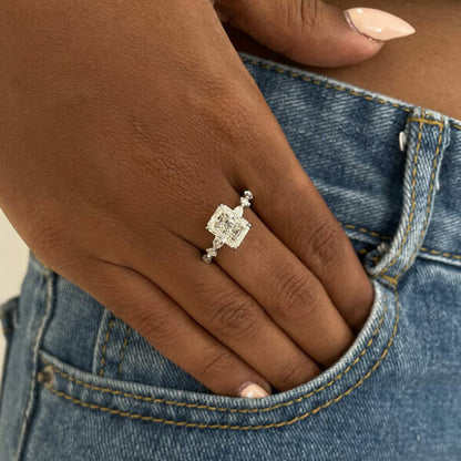 2.43 CT Radiant Pave Moissanite Engagement Ring