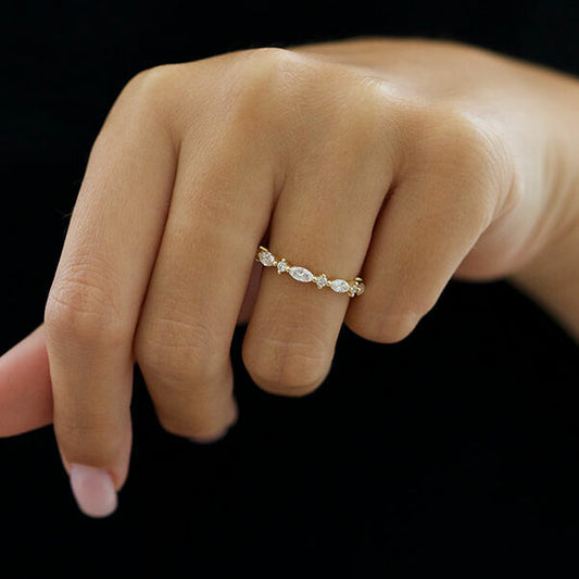 0.5 TCW Marquise & Round Full Eternity Moissanite Wedding Band