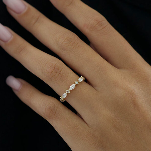 0.5 TCW Marquise & Round Full Eternity Moissanite Wedding Band