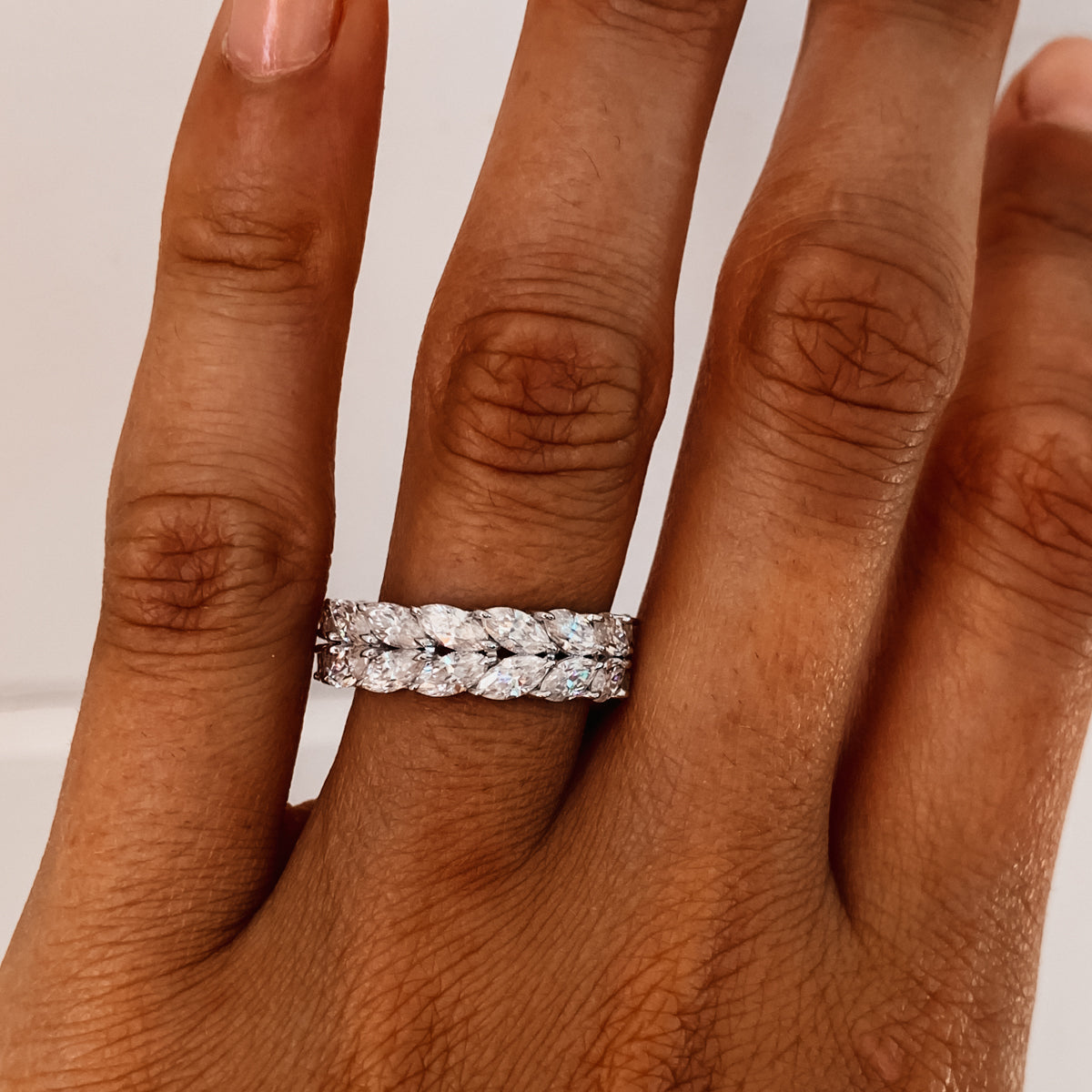 7.5 TCW Marquise Eternity Moissanite Wedding Band