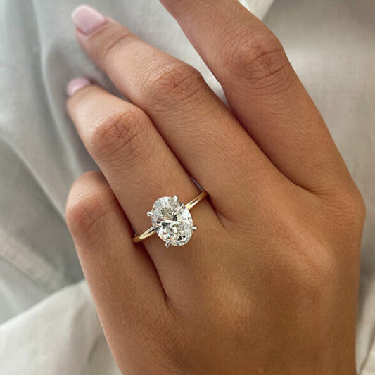 2.72 CT Oval Hidden Halo Moissanite Engagement Ring