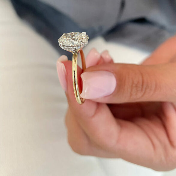 2.72 CT Oval Hidden Halo Moissanite Engagement Ring