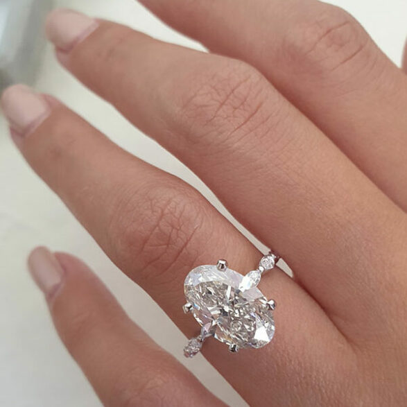 4 CT Oval Hidden Halo Moissanite Engagement Ring
