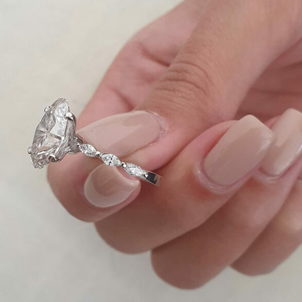 4 CT Oval Hidden Halo Moissanite Engagement Ring