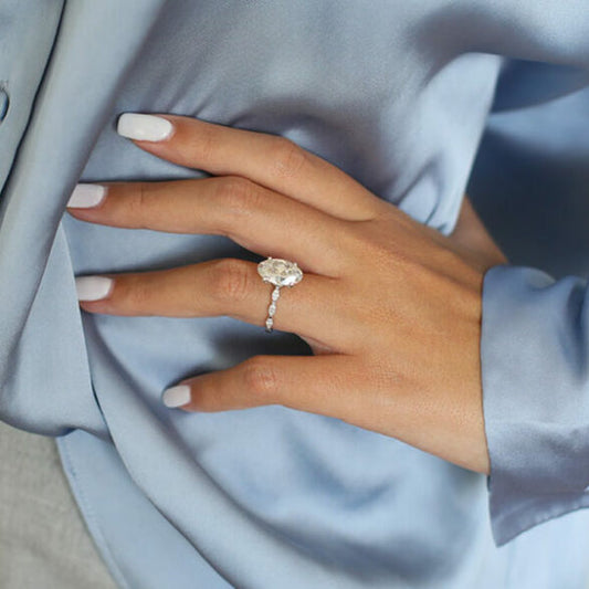 4 CT Oval Hidden Halo Moissanite Engagement Ring