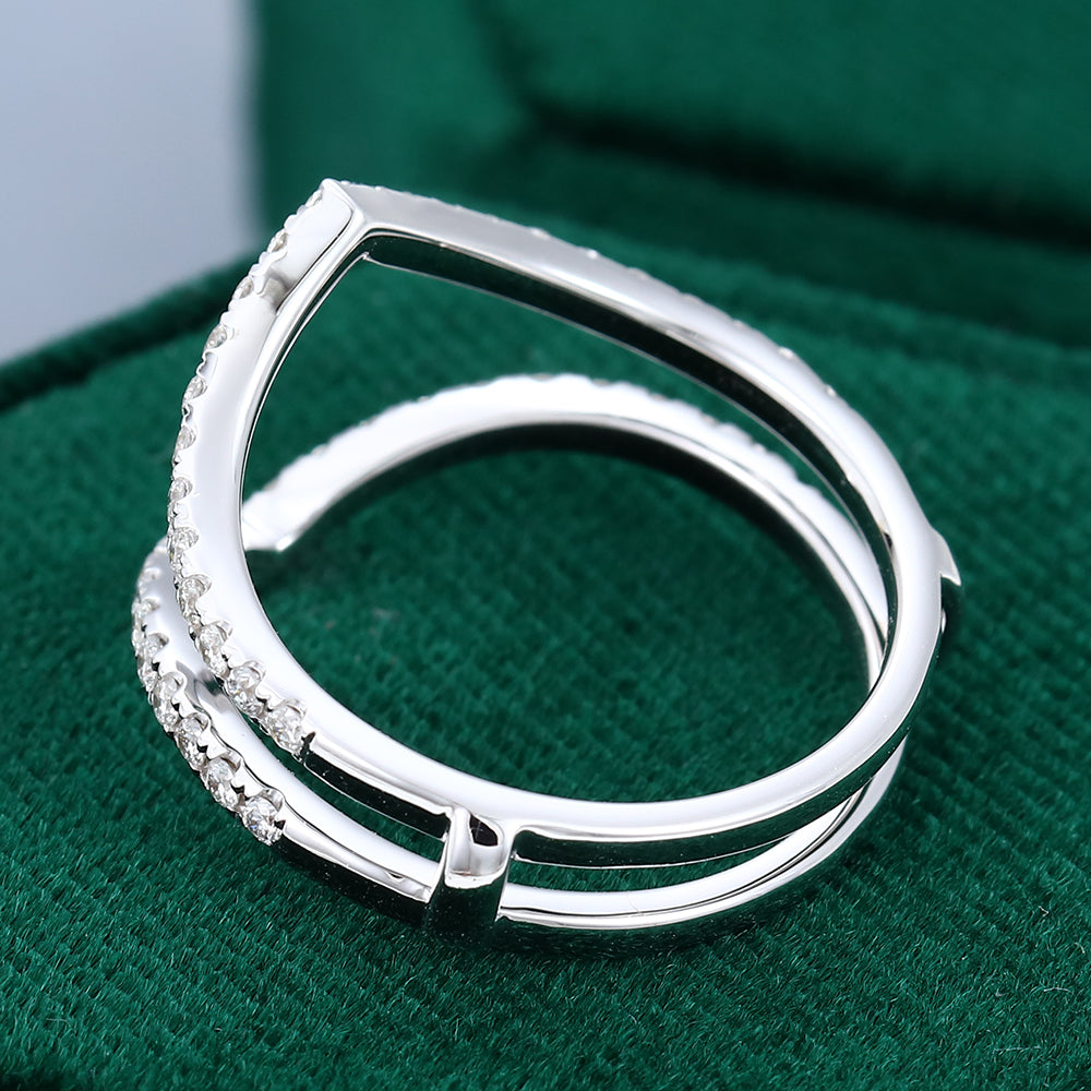0.45 TCW Round Double Curved Moissanite Wedding Band
